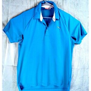Puma Golf Mens Performance Aqua Blue Polo Shirt SZ M Style 557038